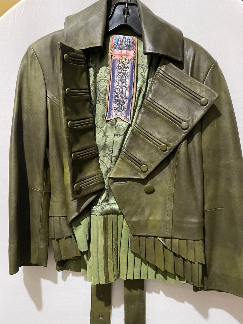 Vintage 2K L.A.M.B. Olive Green Military-Inspired Leather Jacket